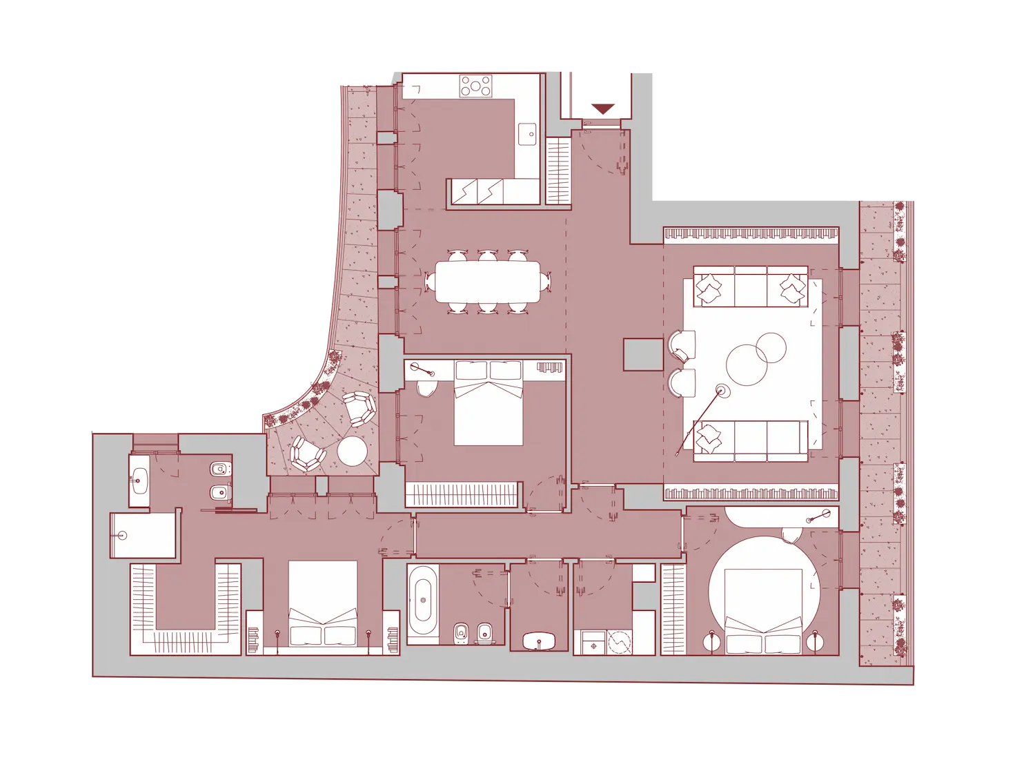 Three-bedroom plan